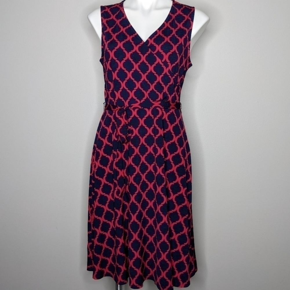 41 Hawthorne Kassidy Blue & Pink Faux Wrap Dress Medium